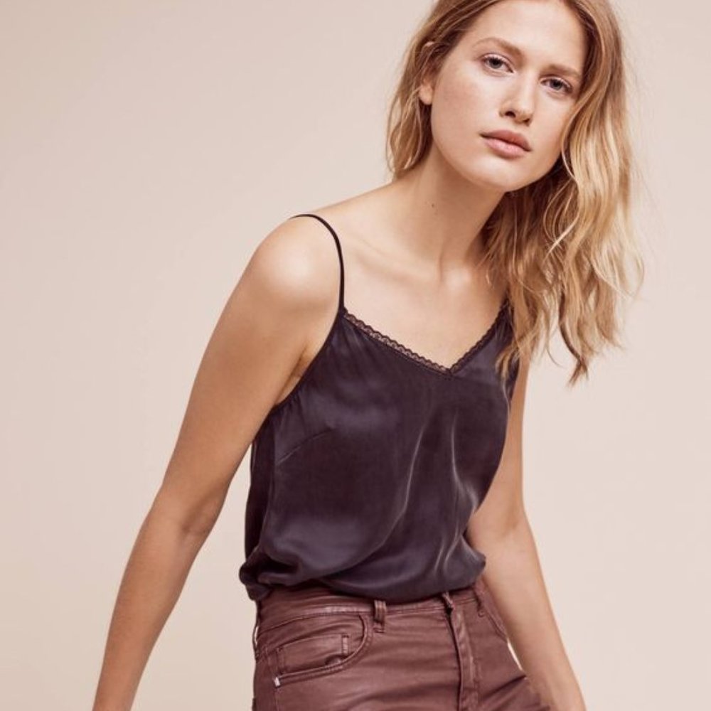 Anthropologie Silk Swing Cami - black